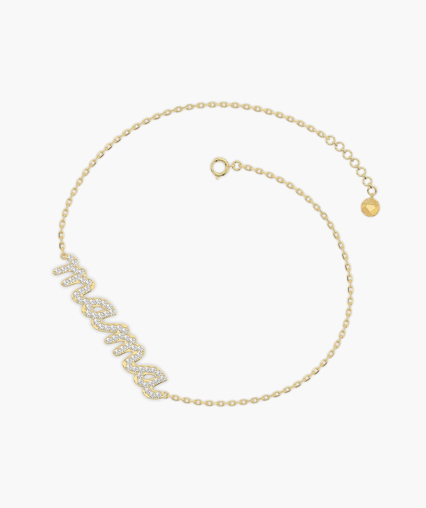 14K Gold 'Mama' Pave Bracelet