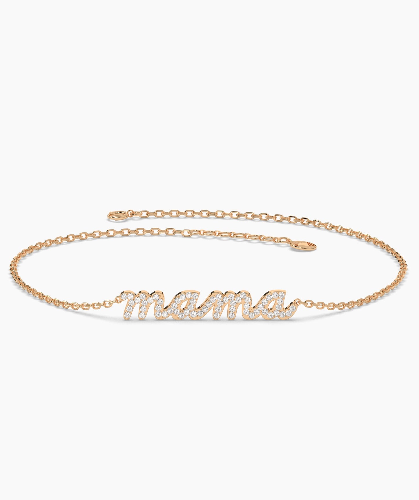 14K Gold 'Mama' Pave Bracelet