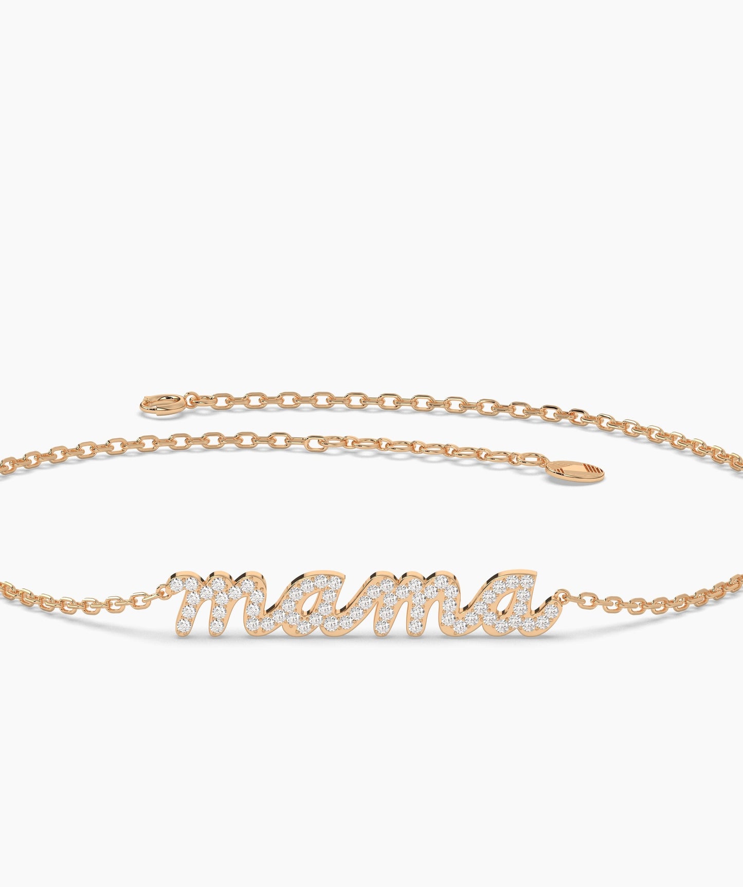 14K Gold 'Mama' Pave Bracelet