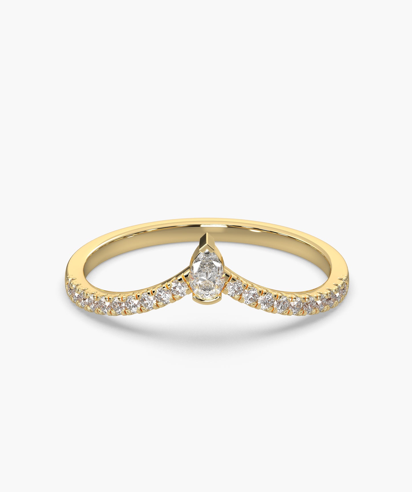 Solitaire Pear With Accent Diamond Ring