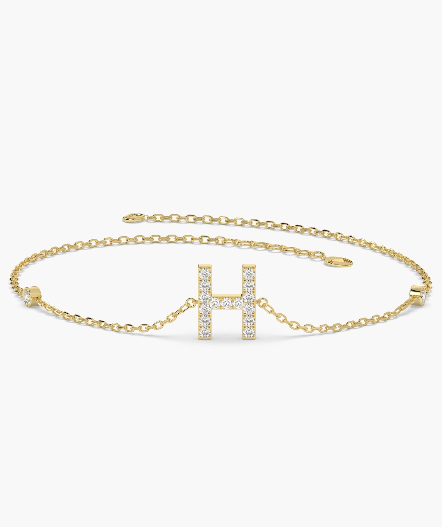 Fancy 'H' Diamond Charm Bracelet