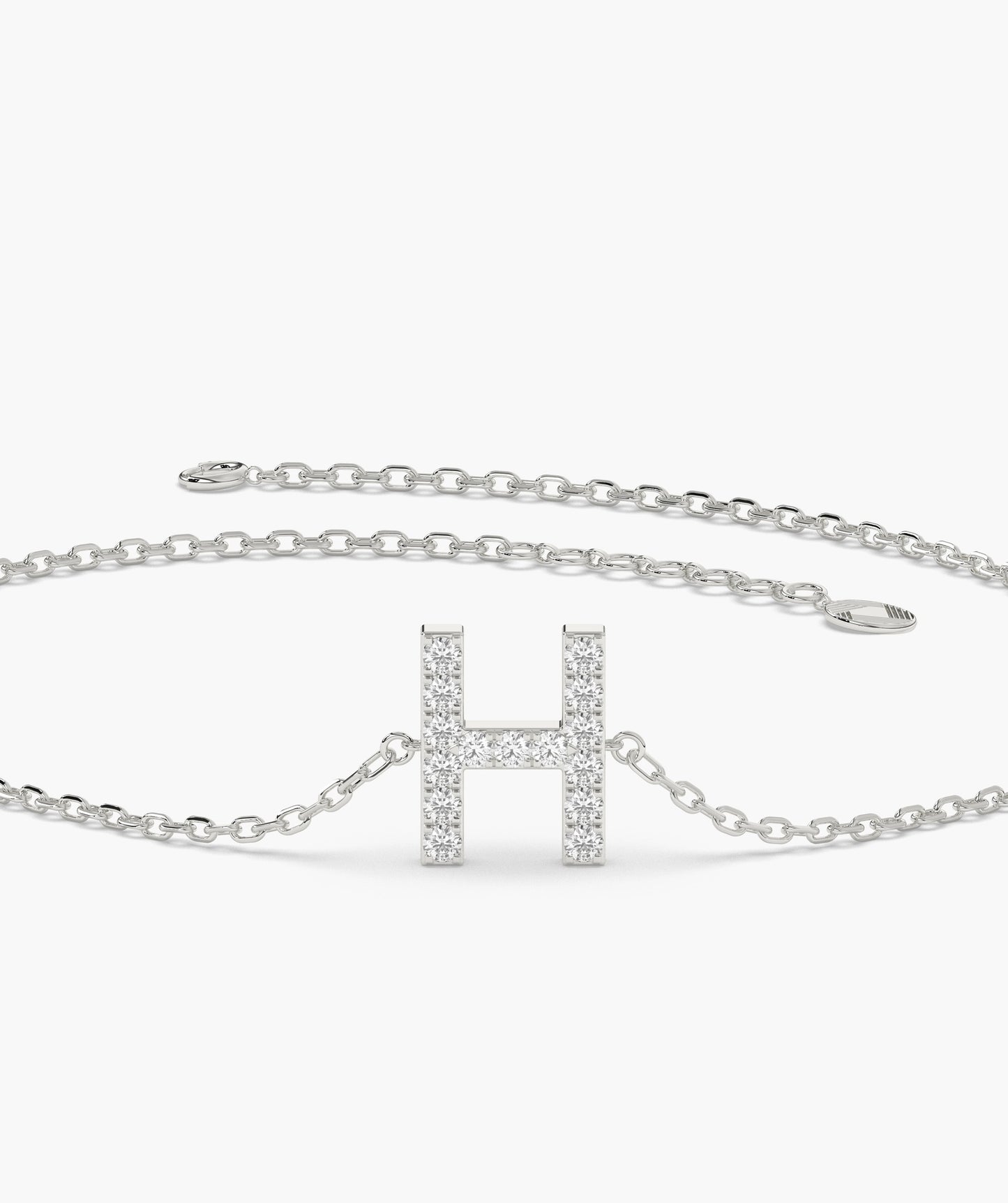 Fancy 'H' Diamond Charm Bracelet