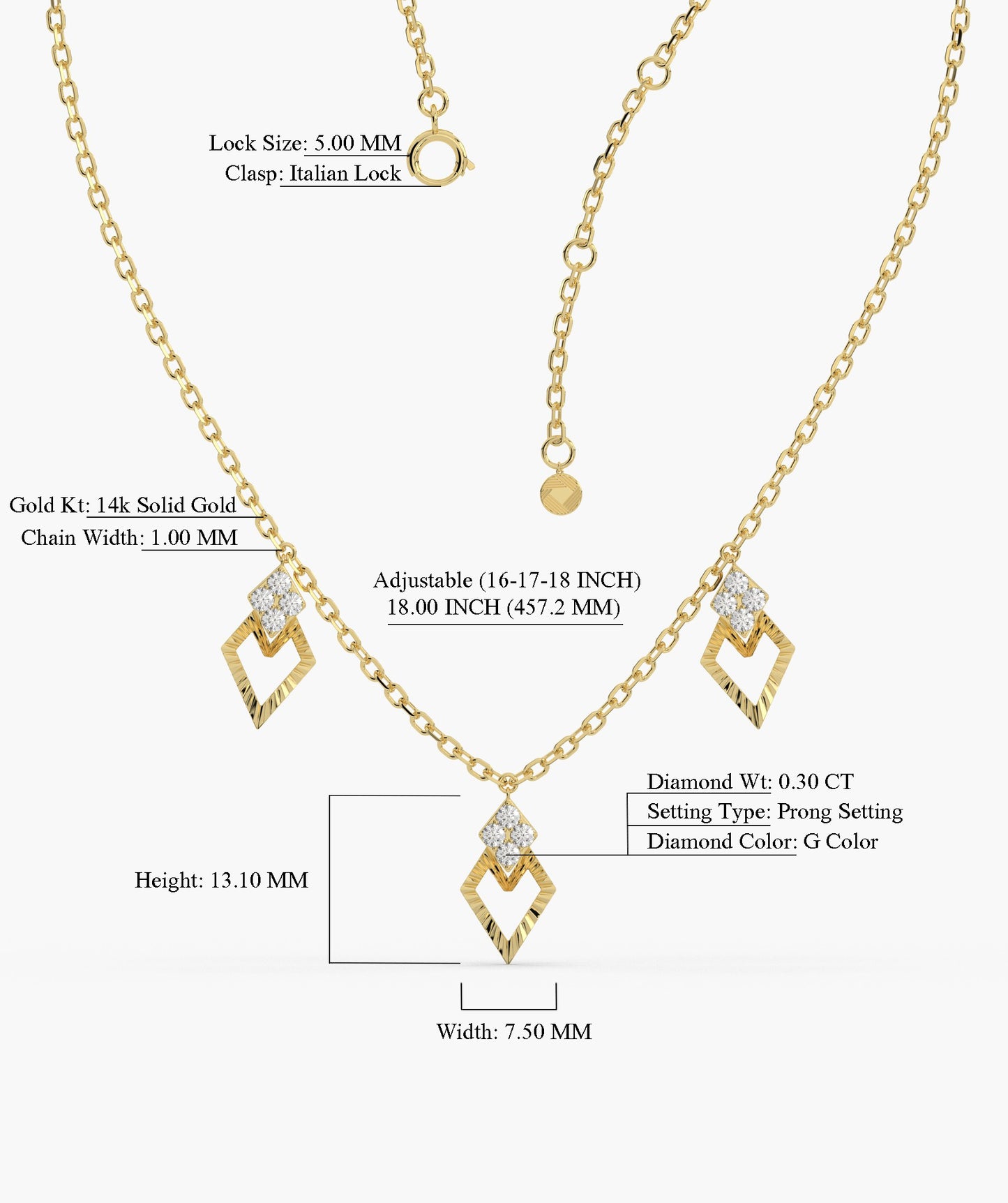 Geometric Charm Gold Necklace