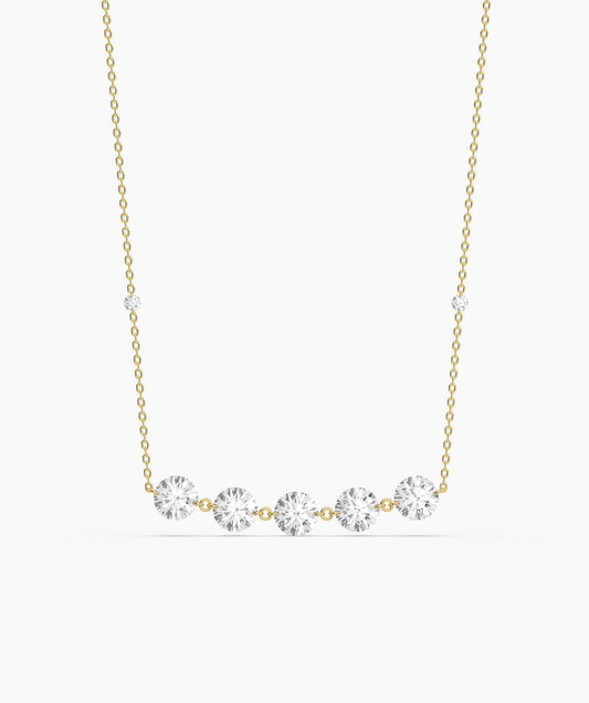 14K Gold Diamond Bar Necklace