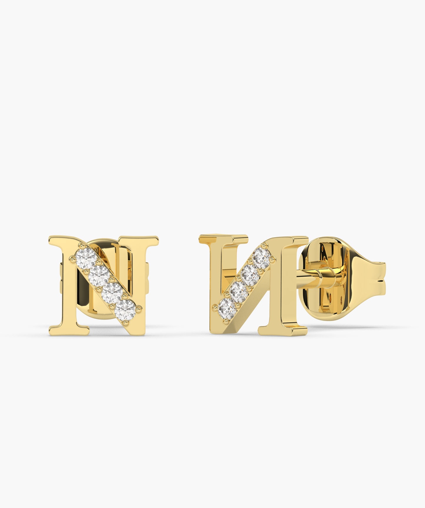 Monogram 'N' Diamond Earrings