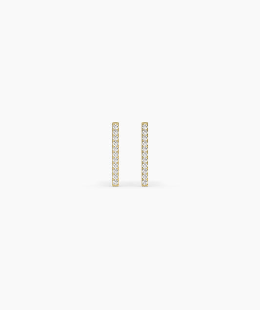 14K Gold Diamond Bar Stud Earrings