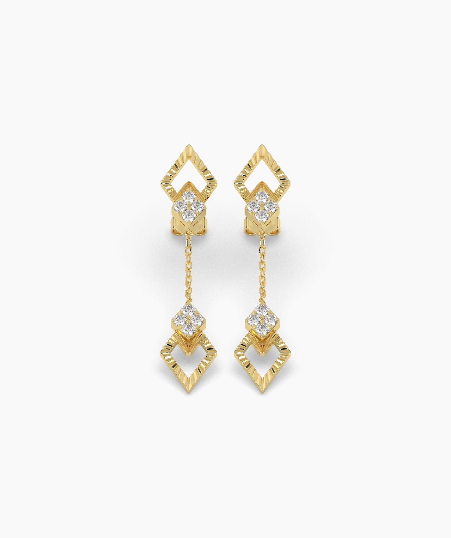 Geometric Diamond Drop Earrings