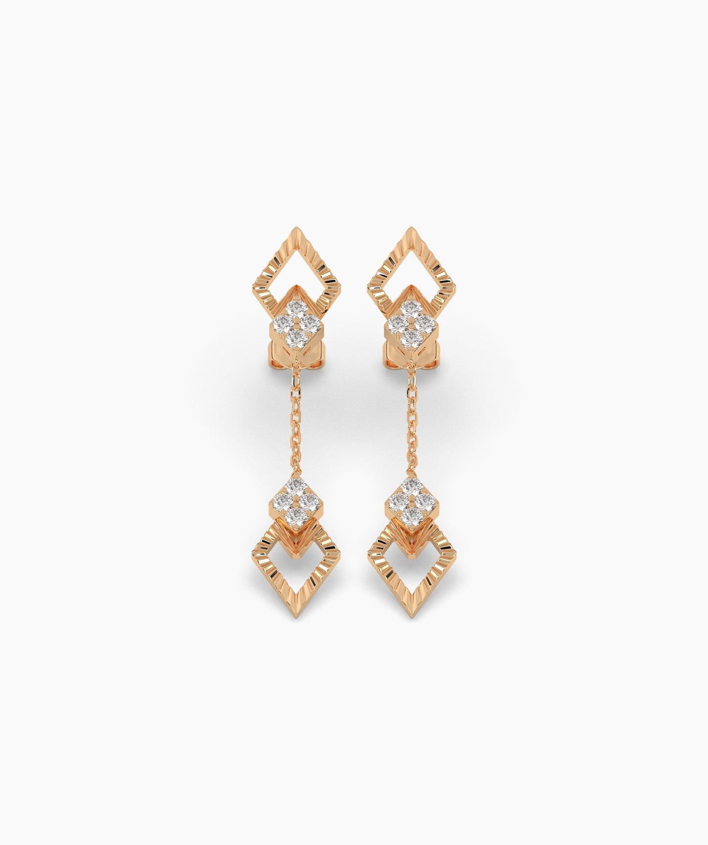 Geometric Diamond Drop Earrings