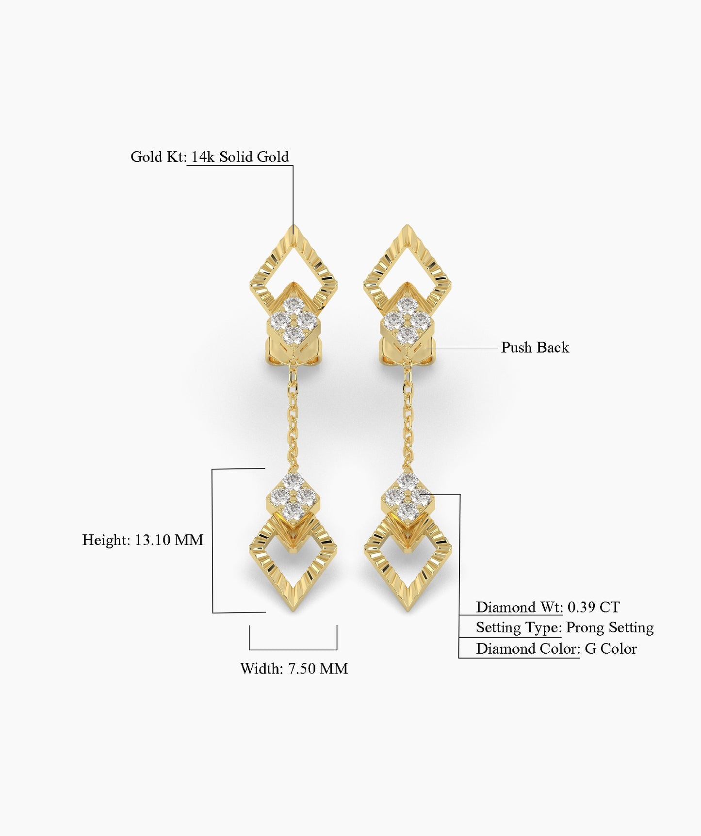 Geometric Diamond Drop Earrings