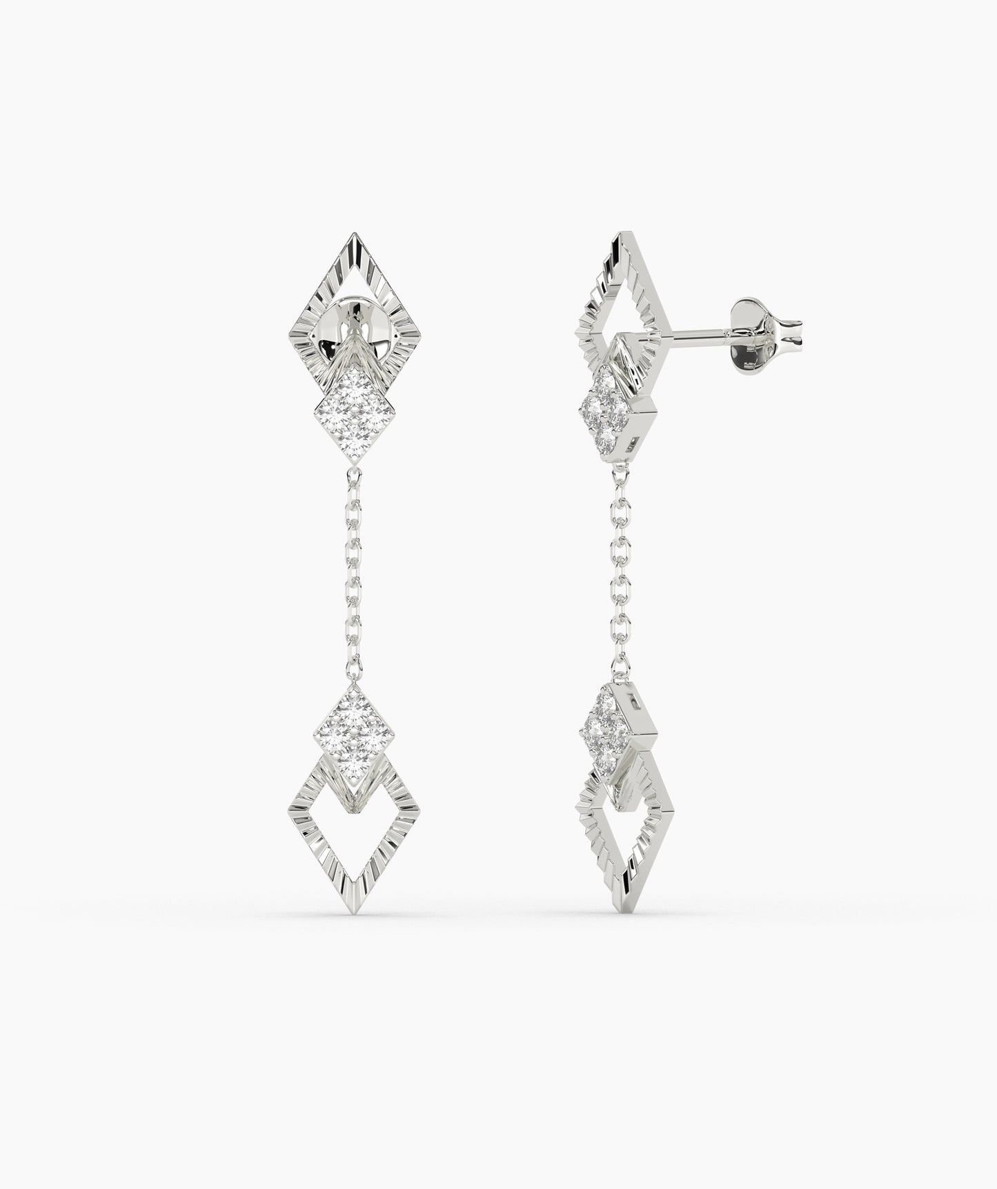 Geometric Diamond Drop Earrings