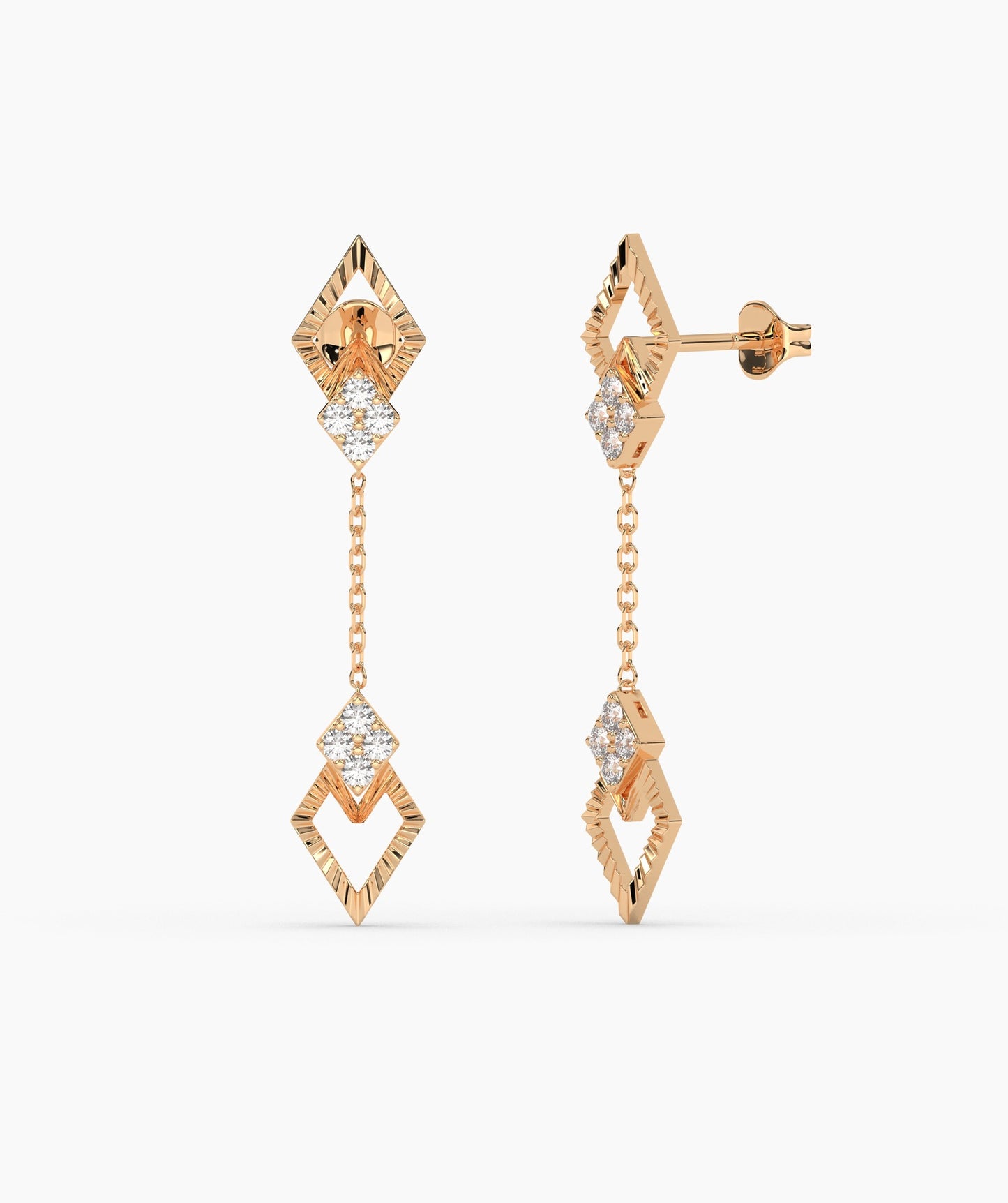 Geometric Diamond Drop Earrings