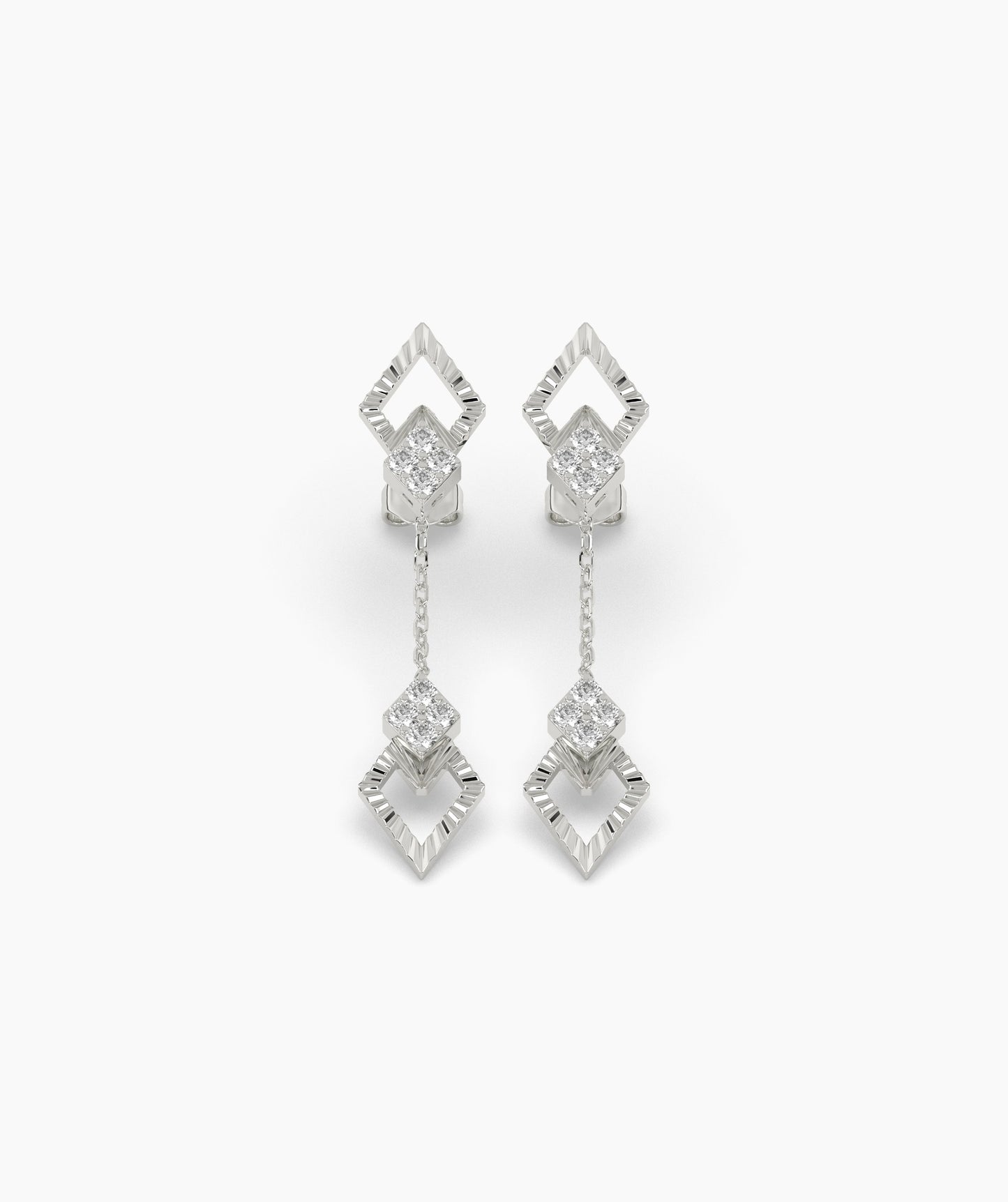 Geometric Diamond Drop Earrings