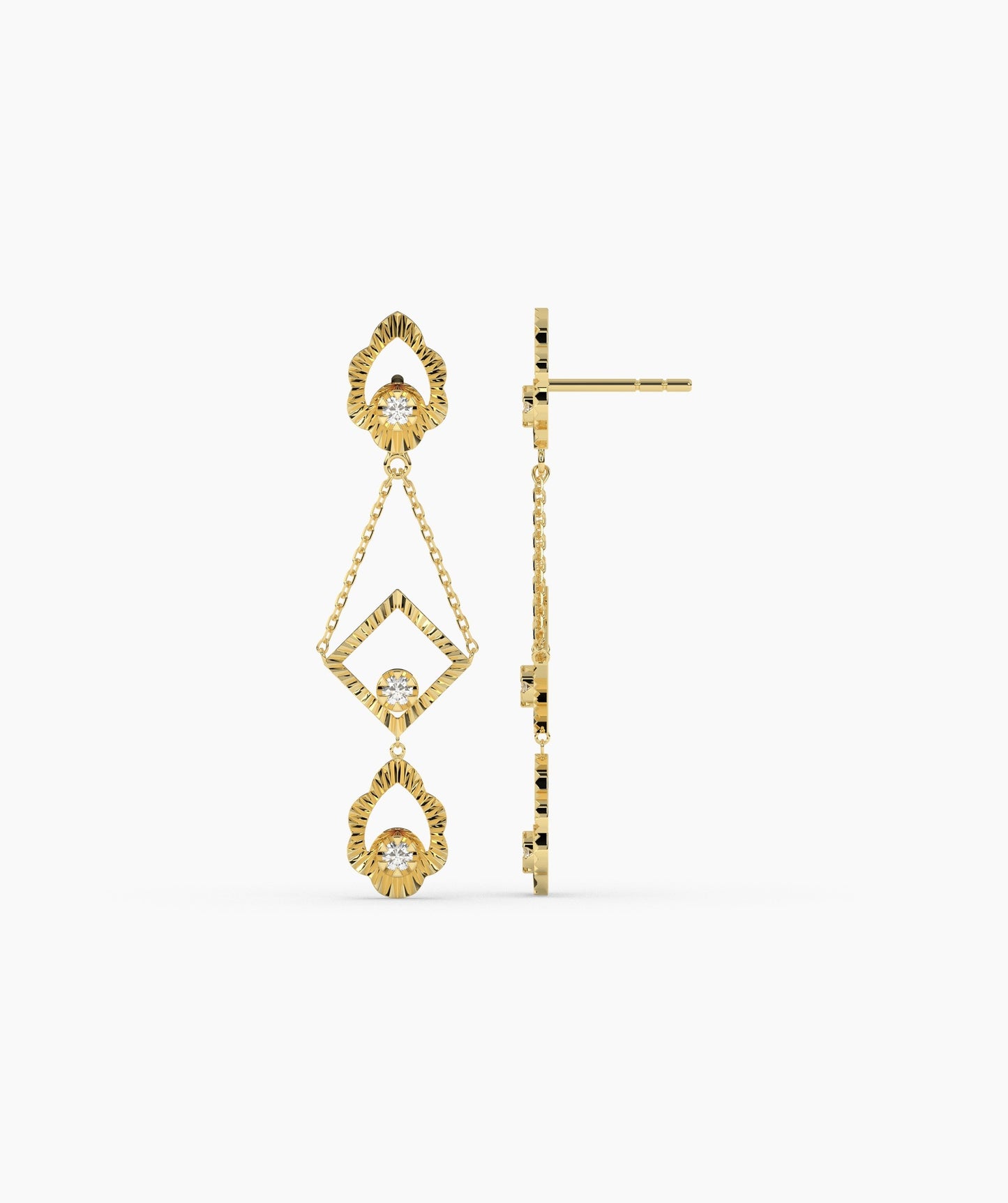 14K Gold Geometric Dangle Earrings