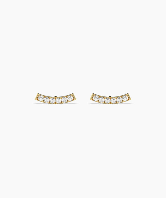 Curved Diamond Bar Stud Earrings