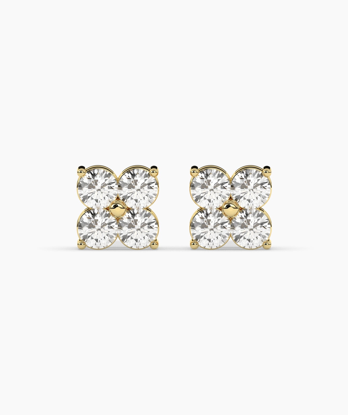 Floral Cluster Diamond Stud Earrings
