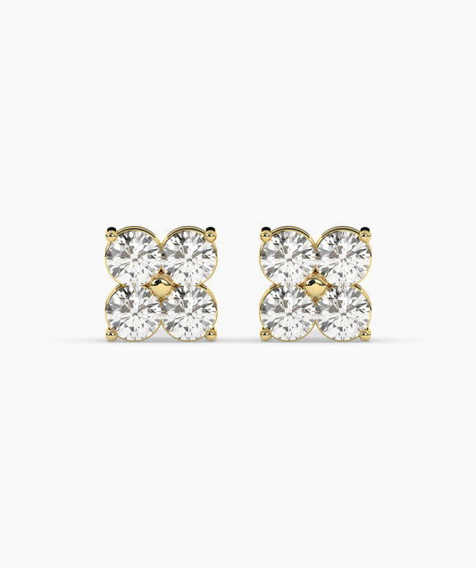 Floral Cluster Diamond Stud Earrings
