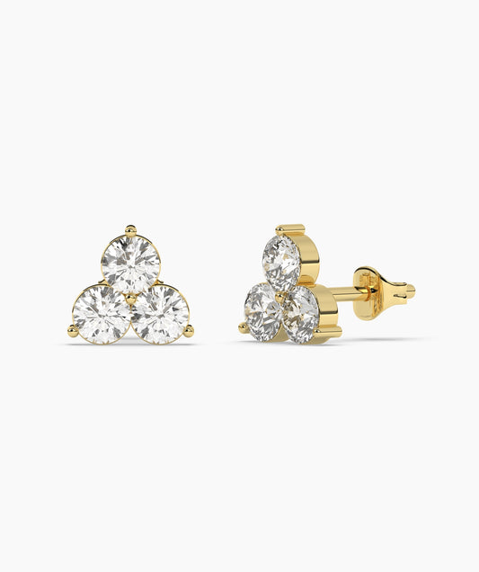 Classic Prong Set Trio Diamond Stud Earrings 