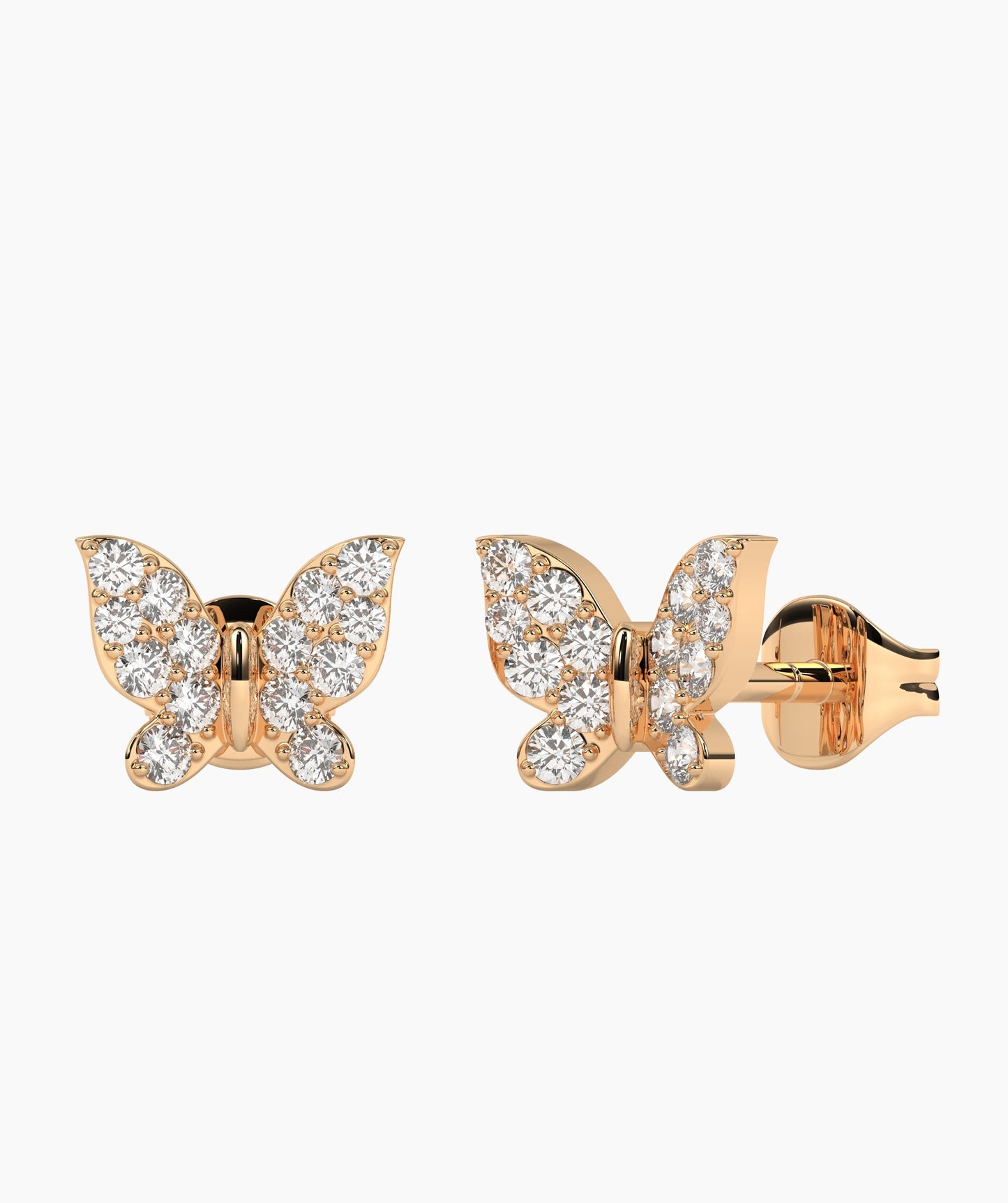 Dazzling Butterfly 14K Gold Stud Earrings