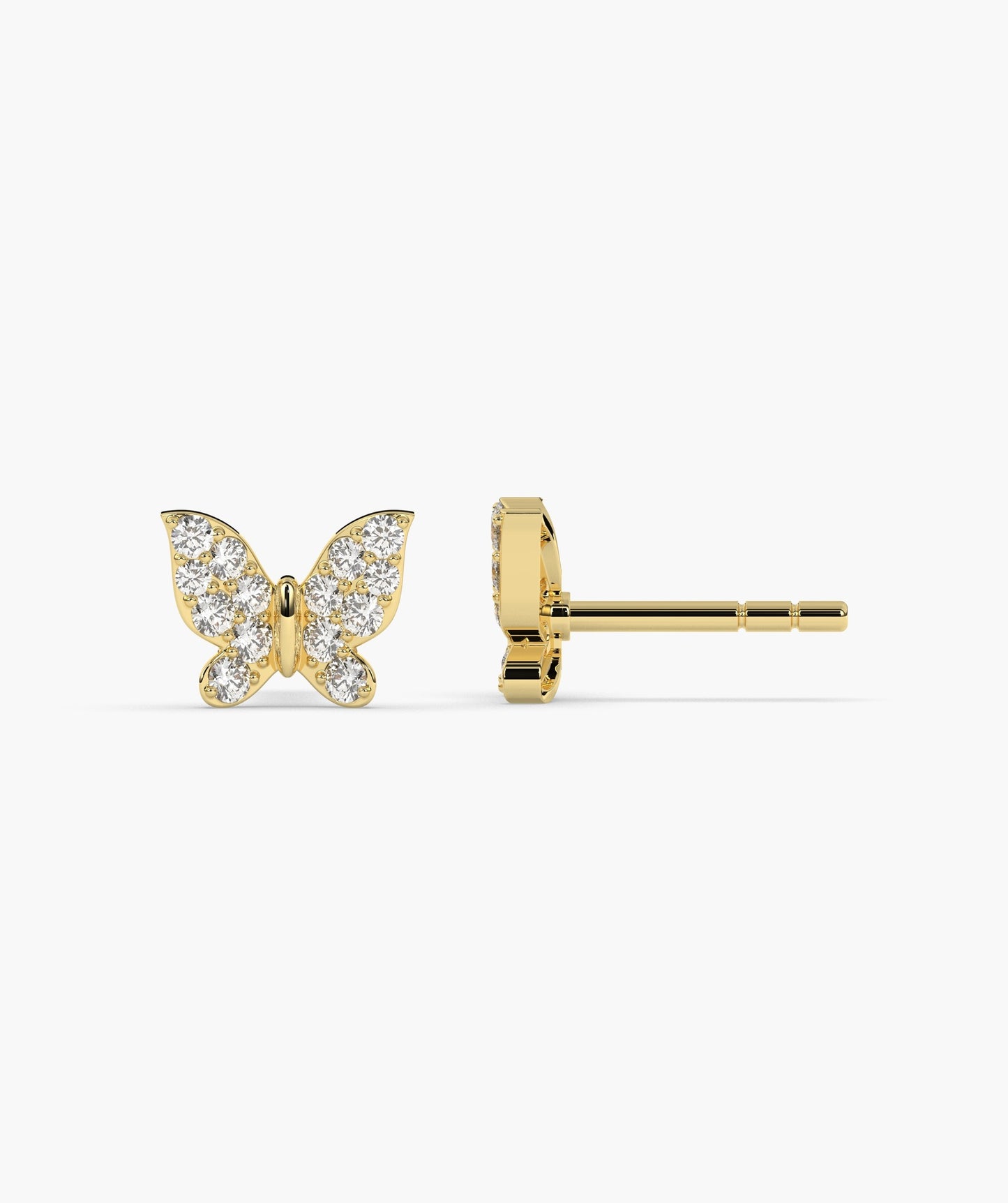 Dazzling Butterfly 14K Gold Stud Earrings