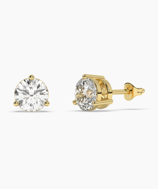 Classic Round Diamond Solitaire Stud Earrings