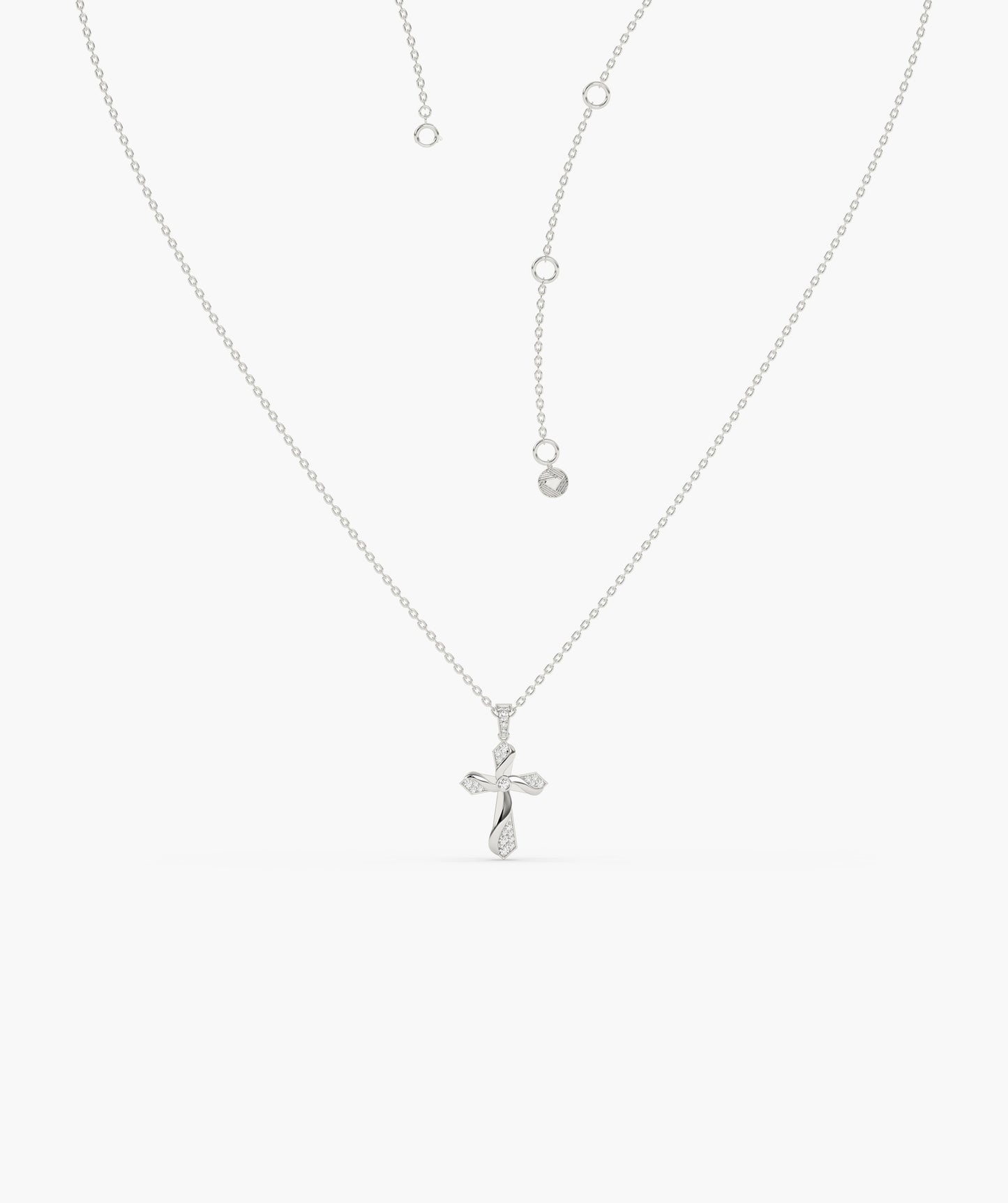 Twisting Light Diamond Cross Necklace