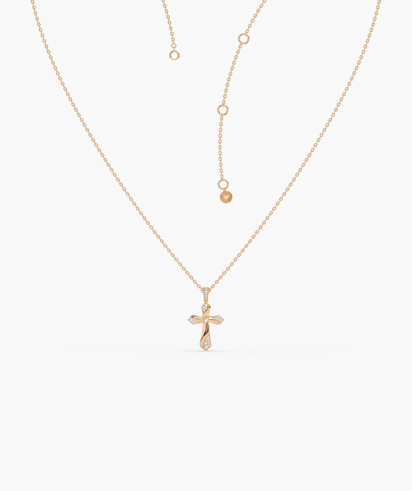 Twisting Light Diamond Cross Necklace