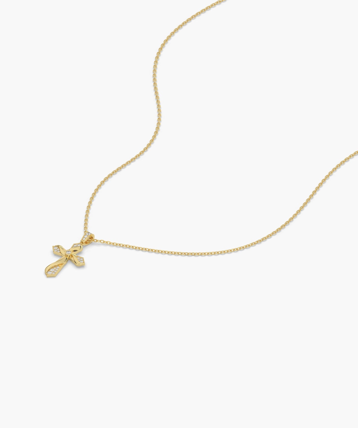 Twisting Light Diamond Cross Necklace