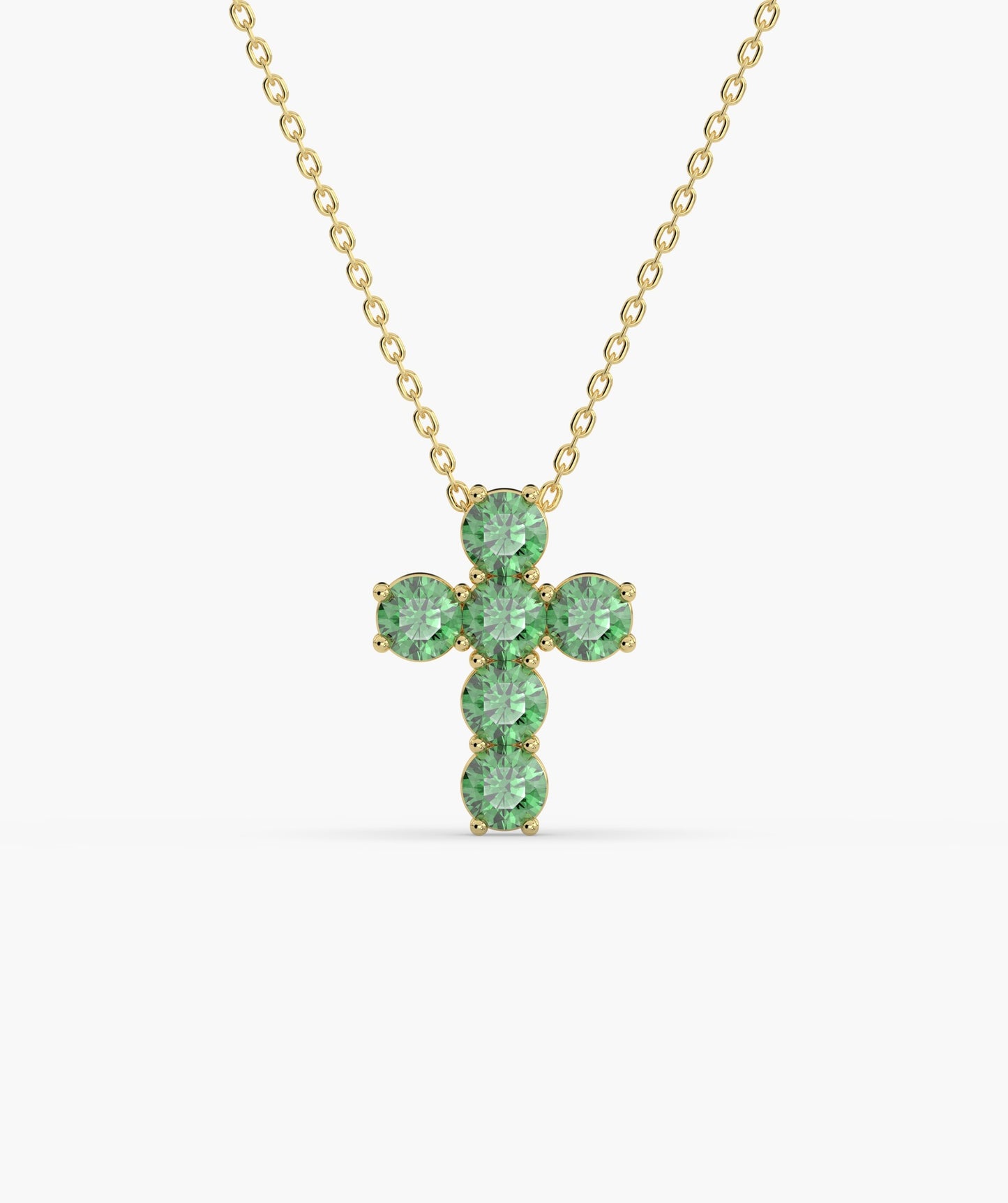 Emerald Cross 14K Gold Necklace