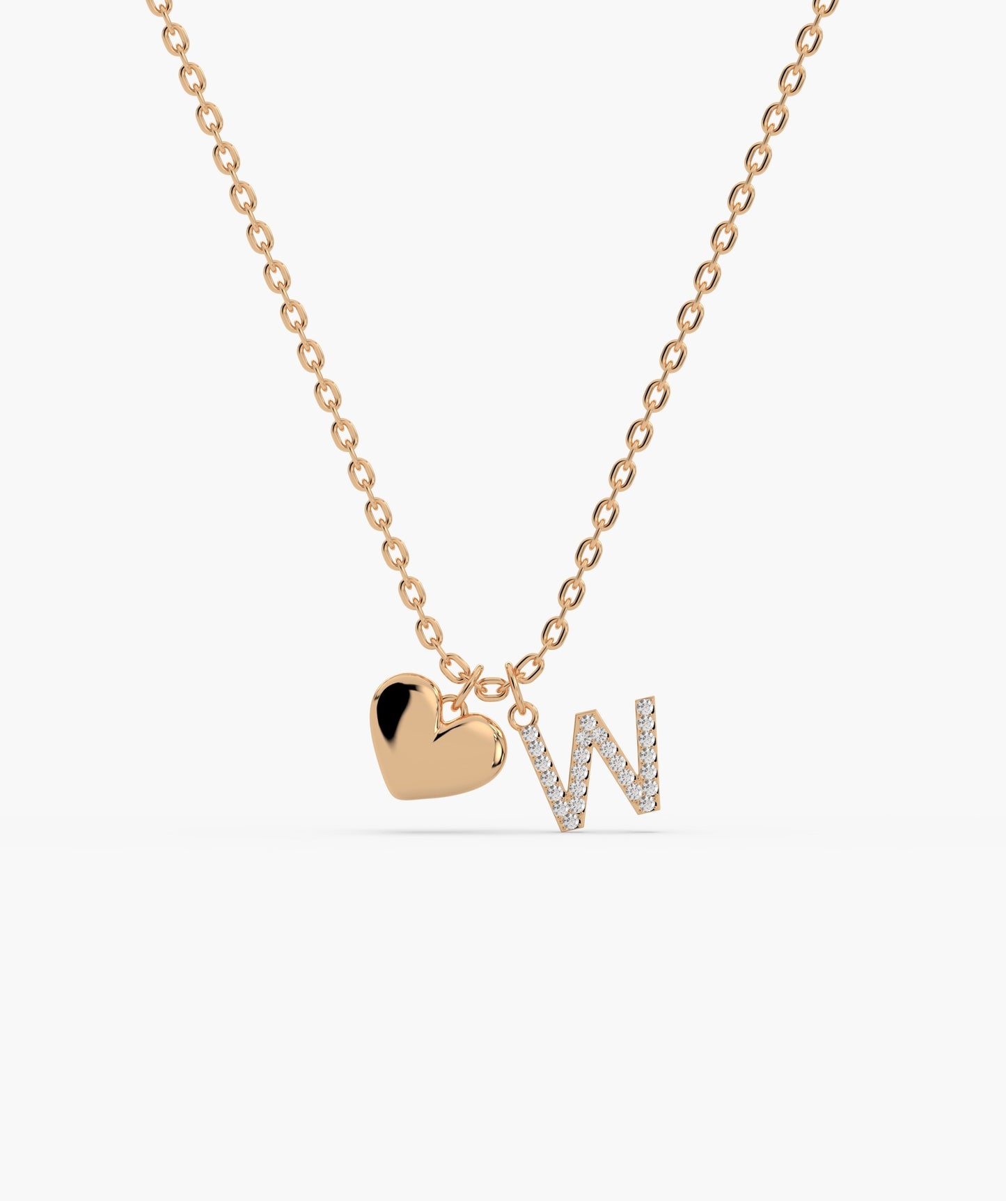 Love and Initial 'W' Diamond Necklace