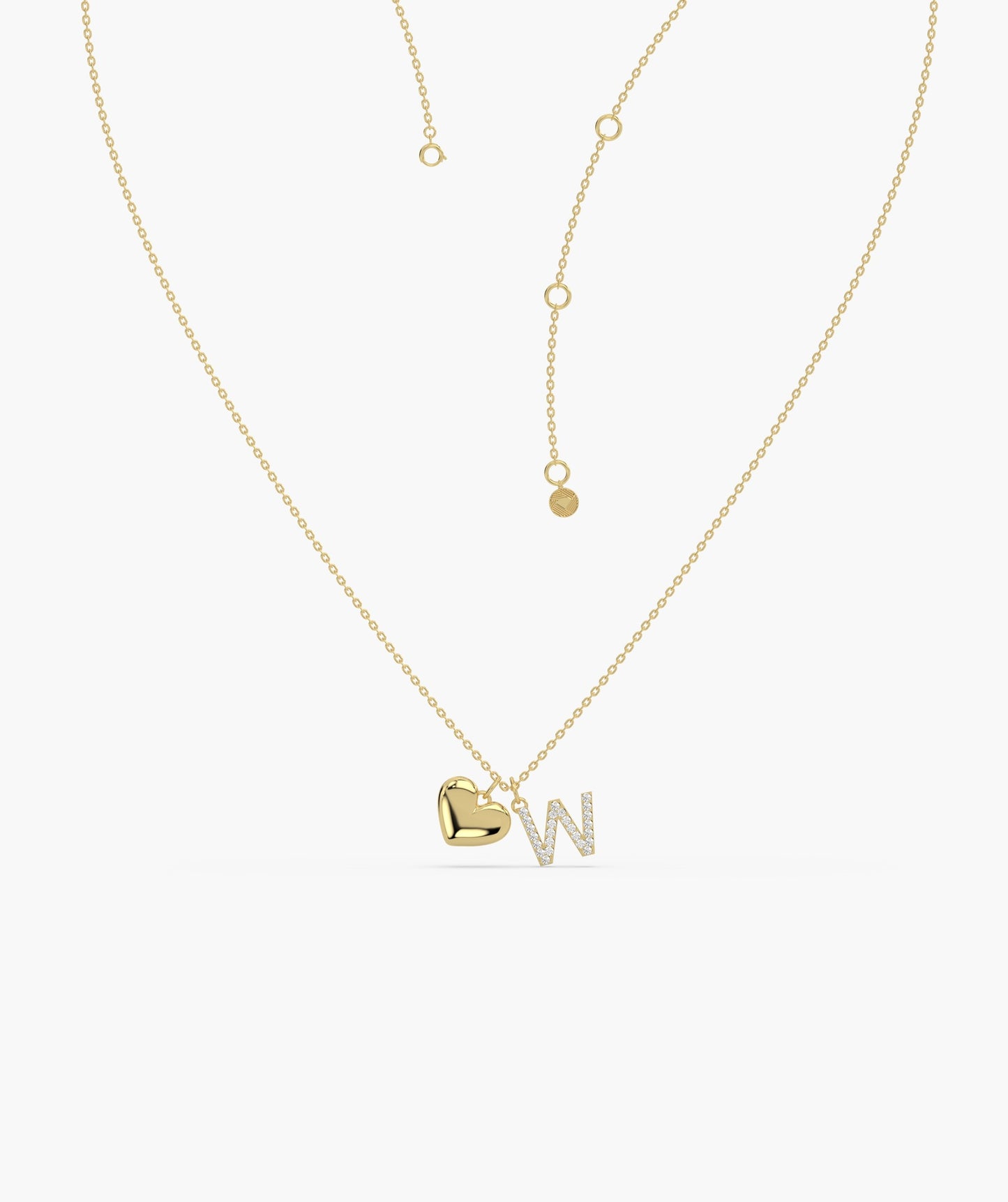 Love and Initial 'W' Diamond Necklace