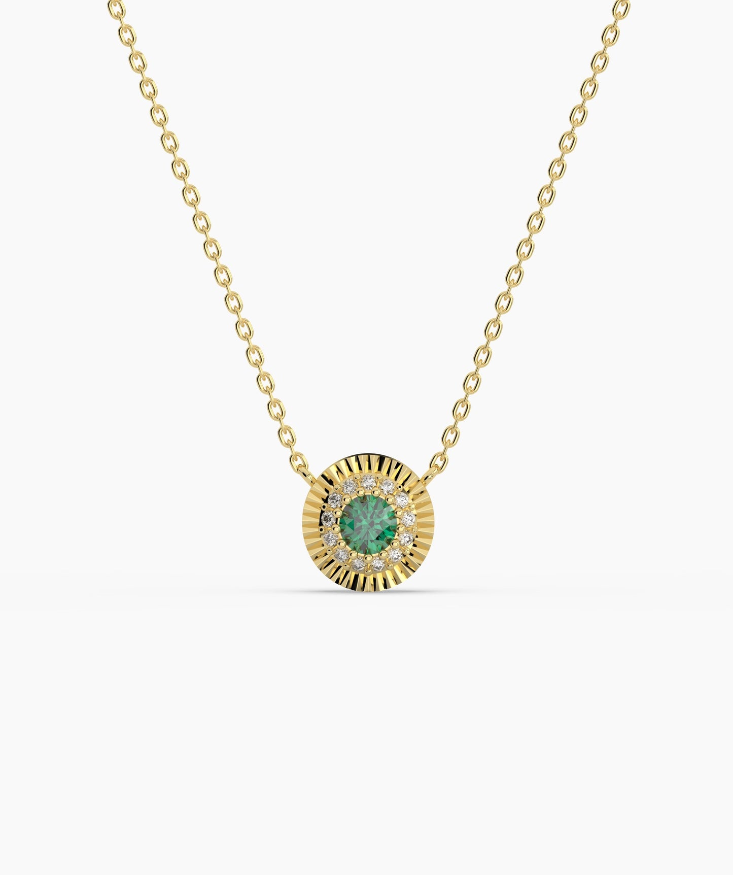 Sparkling Halo Design 14K Gold Necklace