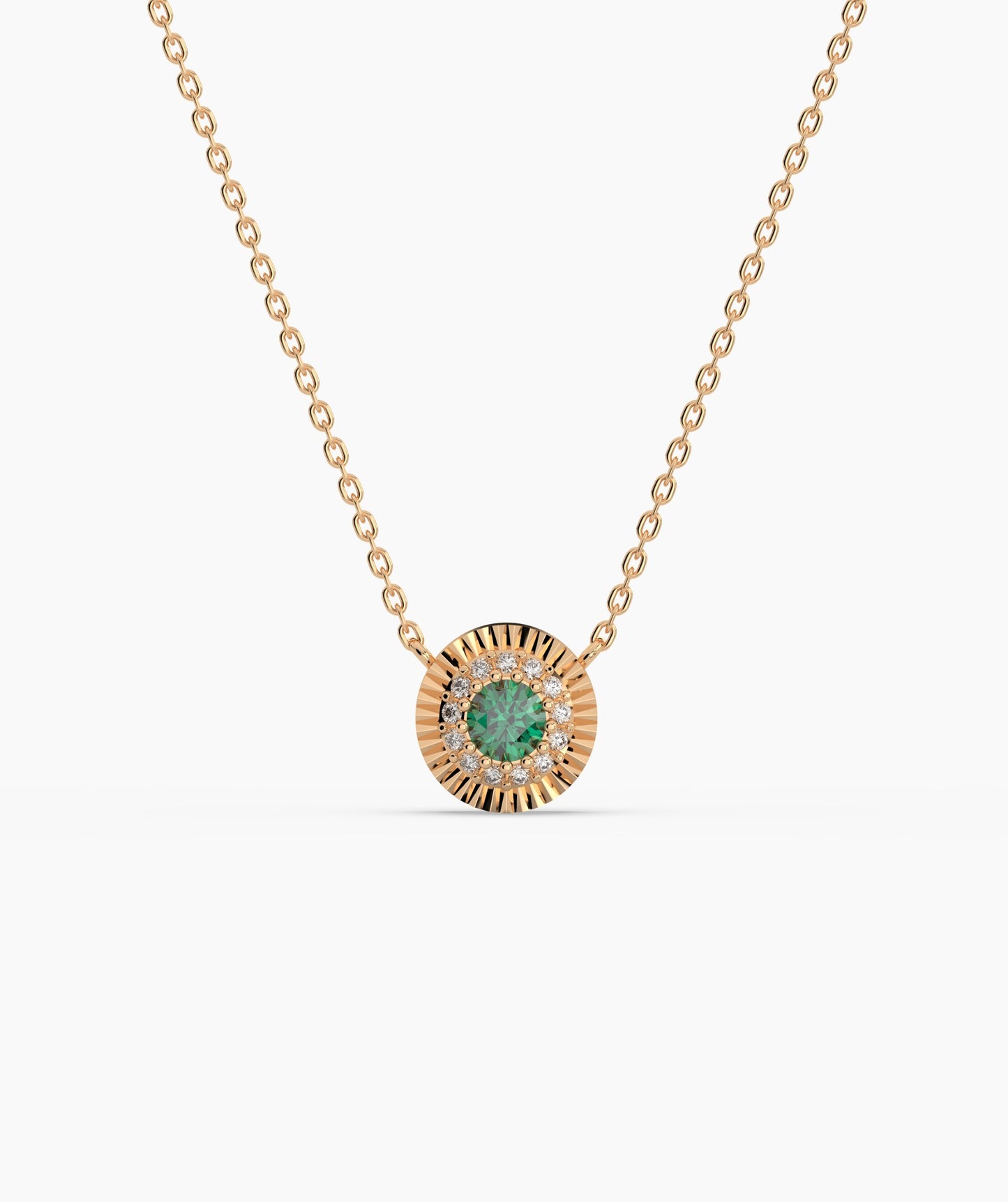 Sparkling Halo Design 14K Gold Necklace