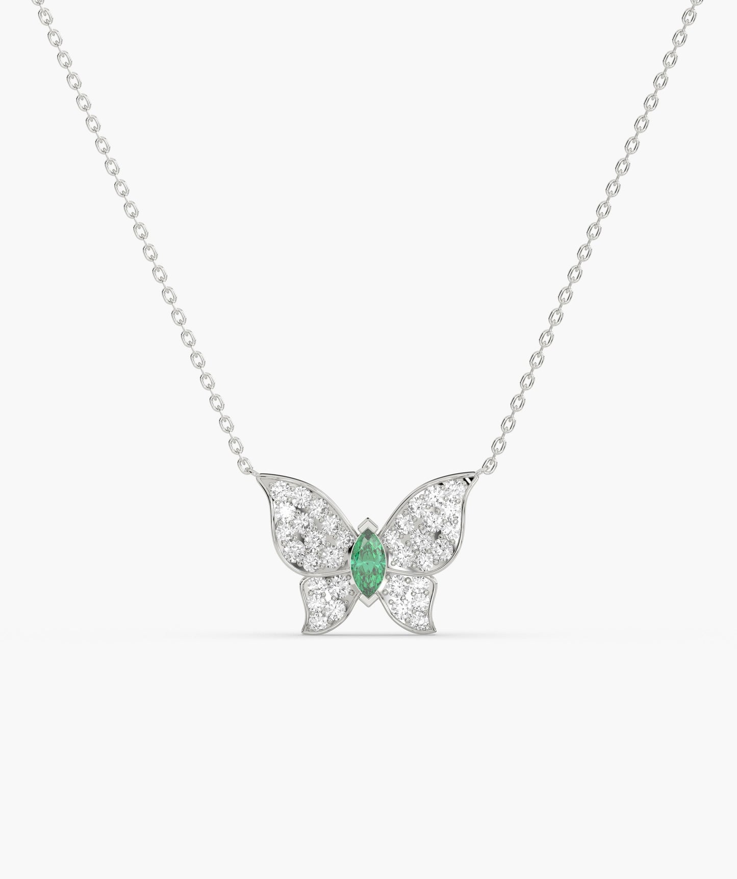 Emerald Heart Butterfly Necklace