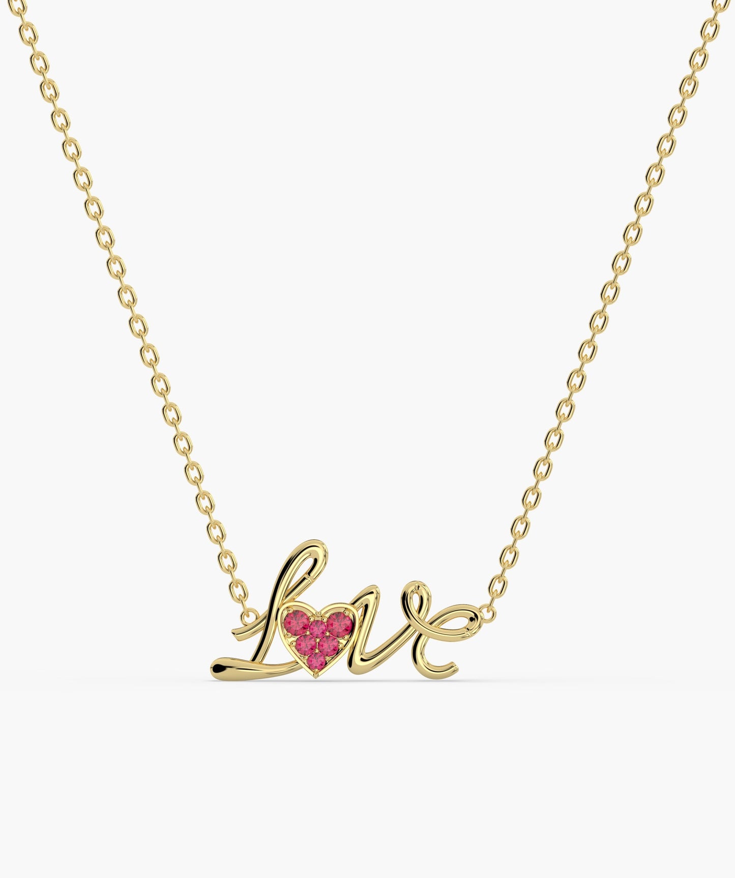 Cursive Love Heart Pendant Necklace