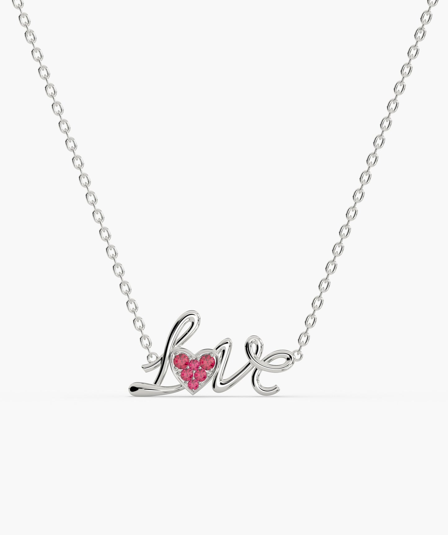 Cursive Love Heart Pendant Necklace