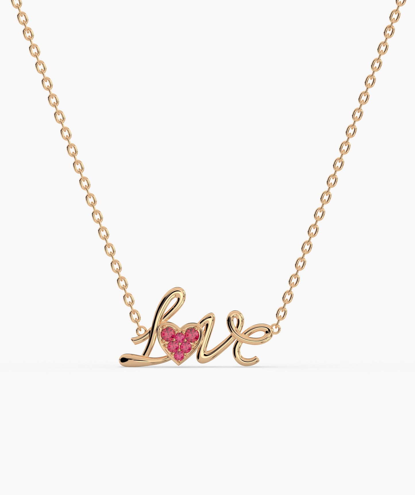 Cursive Love Heart Pendant Necklace