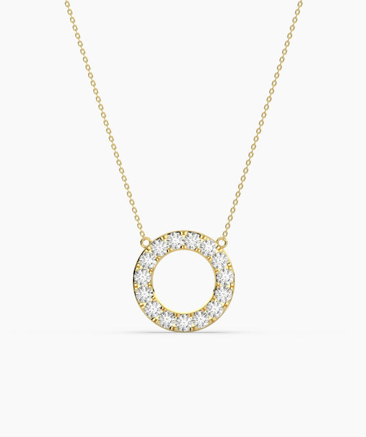 Dainty 14K Gold Diamond Circle Pendant
