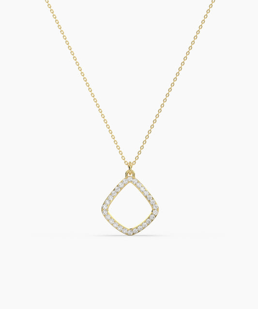 14K Gold Diamond Geometric Pendant
