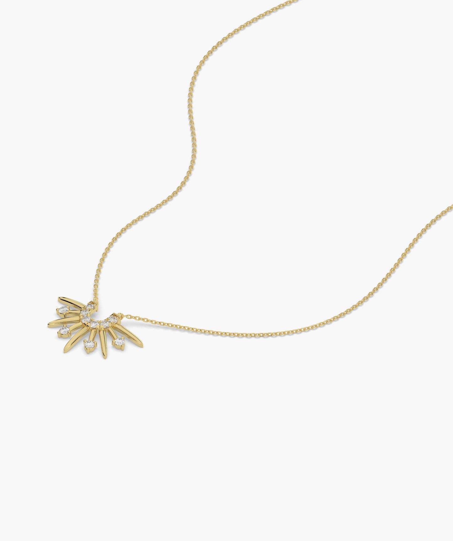 14K Gold Sunburst Diamond Necklace