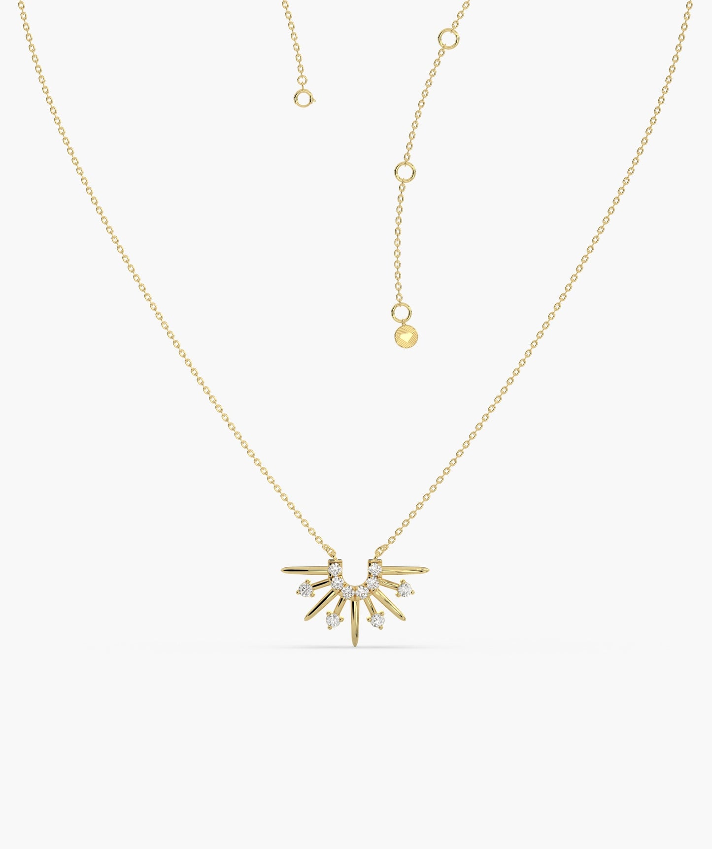 14K Gold Sunburst Diamond Necklace