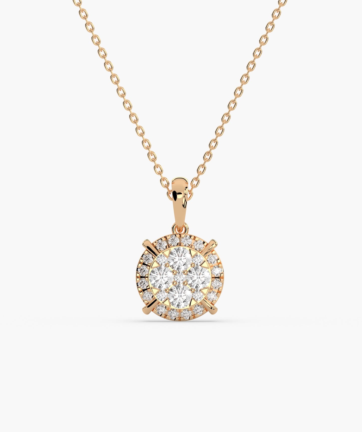 Gleaming Diamond Halo Necklace