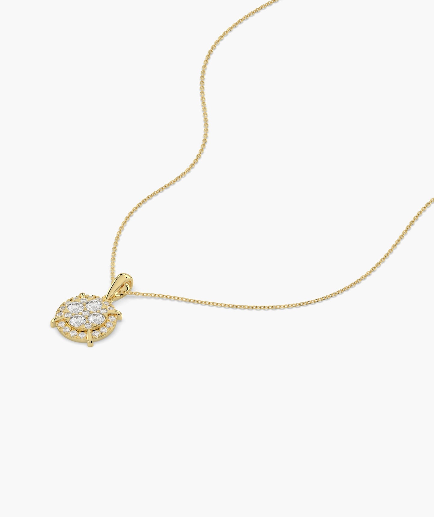 Gleaming Diamond Halo Necklace