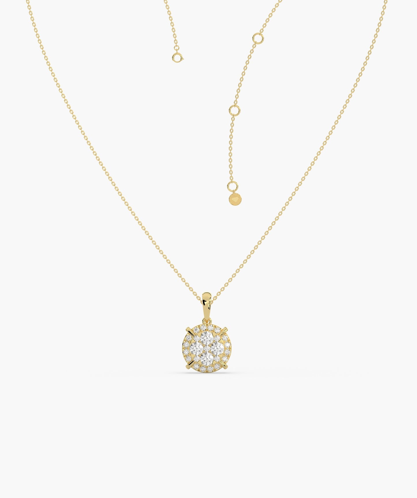 Gleaming Diamond Halo Necklace