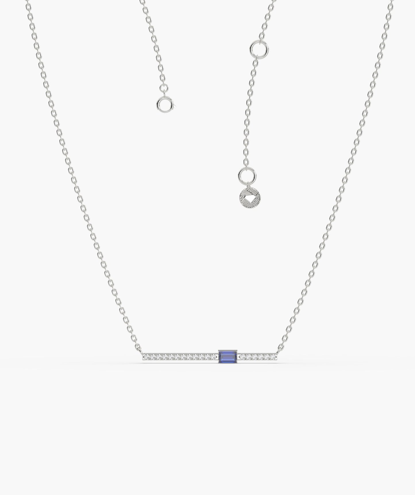 Blue Baguette Bar Gold Necklace