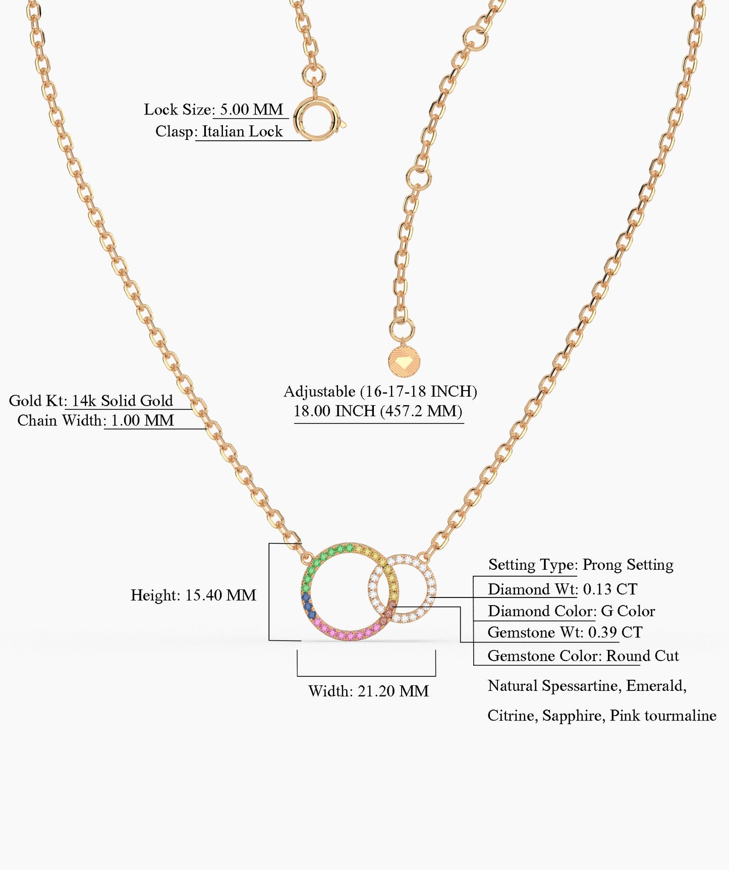 Infinity Rainbow Gold Necklace