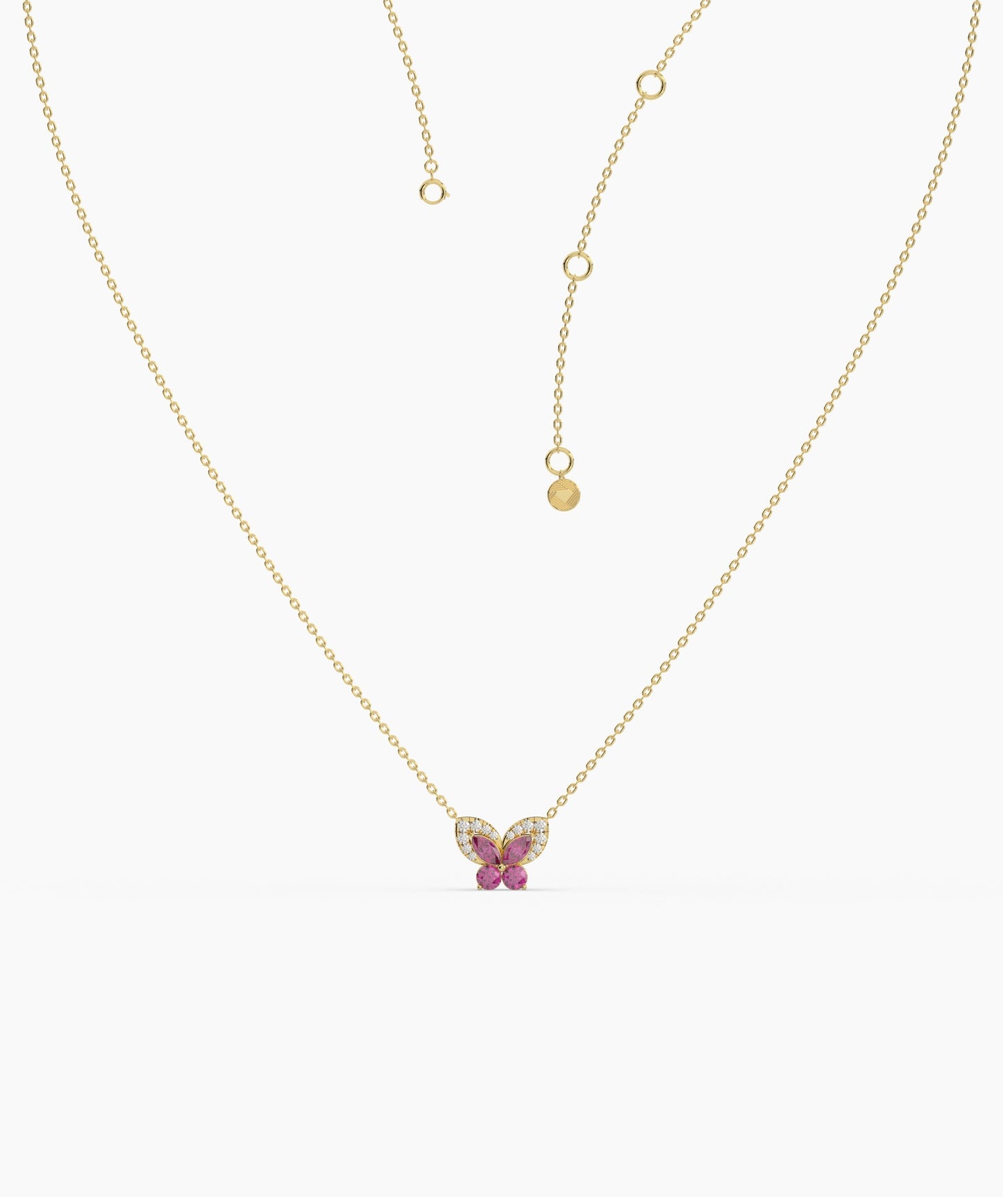 Ruby Butterfly Gold Necklace