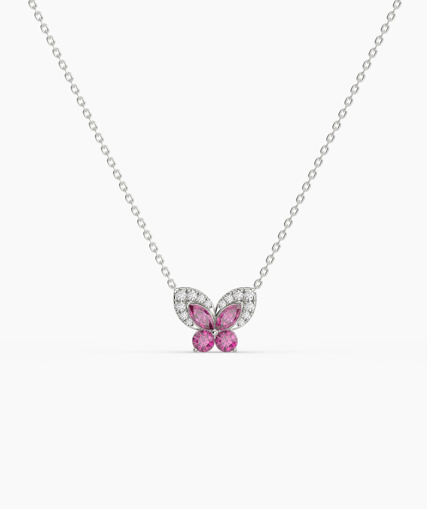 Ruby Butterfly Gold Necklace