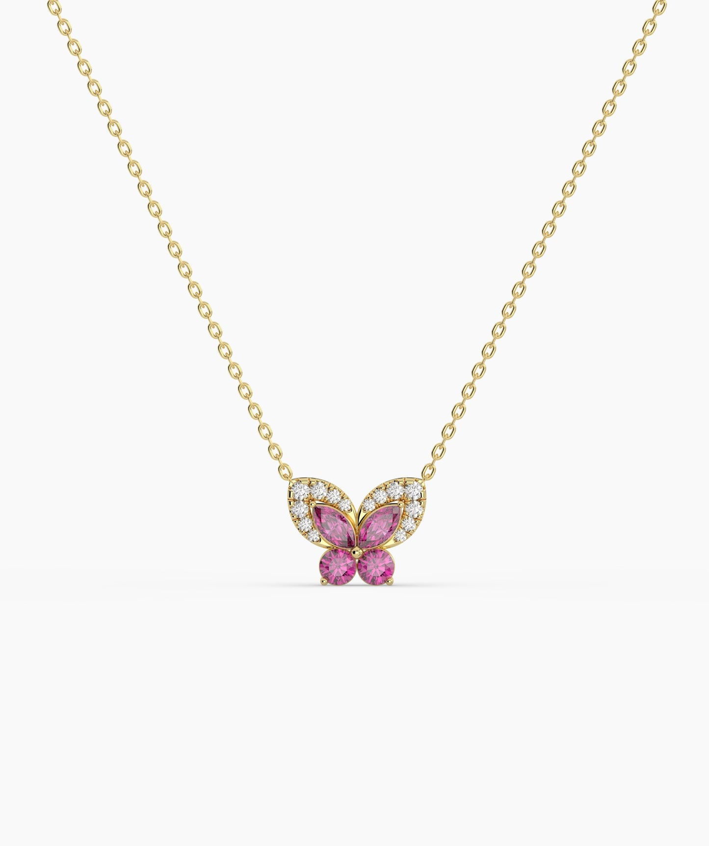 Ruby Butterfly Gold Necklace