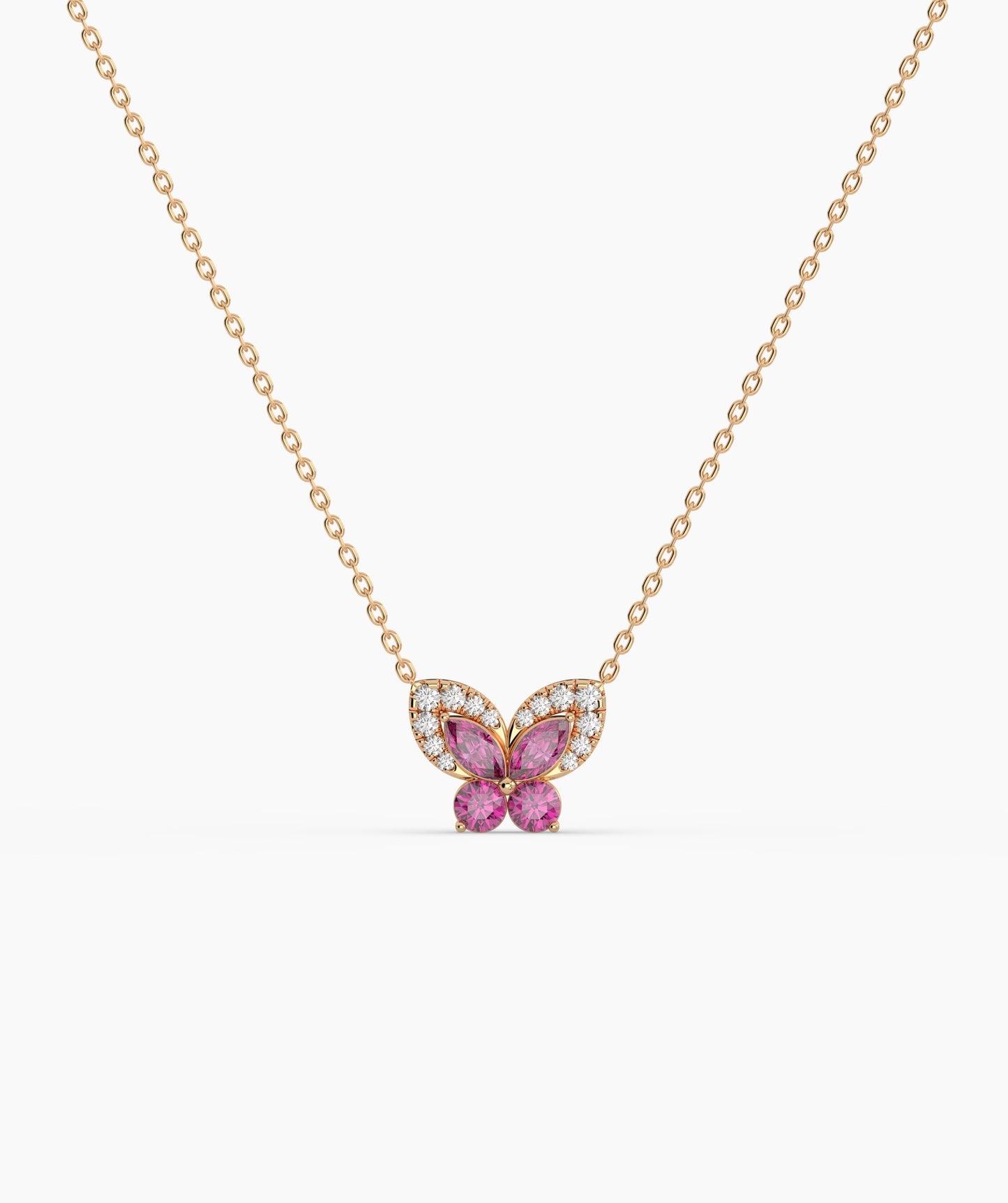 Ruby Butterfly Gold Necklace