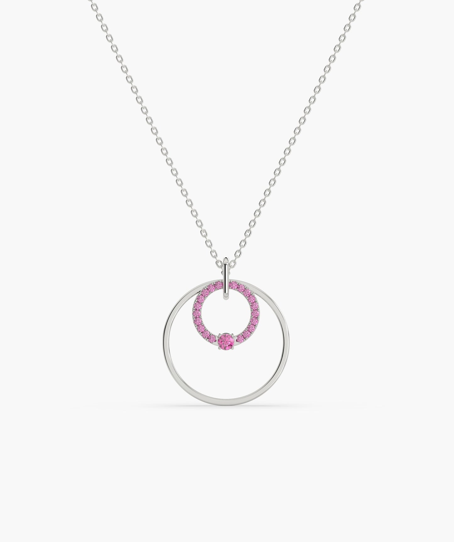 Pink Halo Circle Gold Necklace